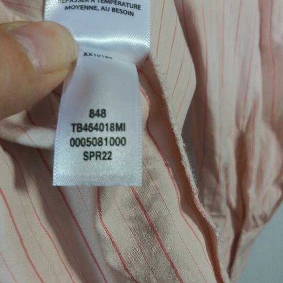 Treasure & Bond Pink Stripe Puff Sleeve Button Back Long Sleeve Top Size M - Picture 9 of 9